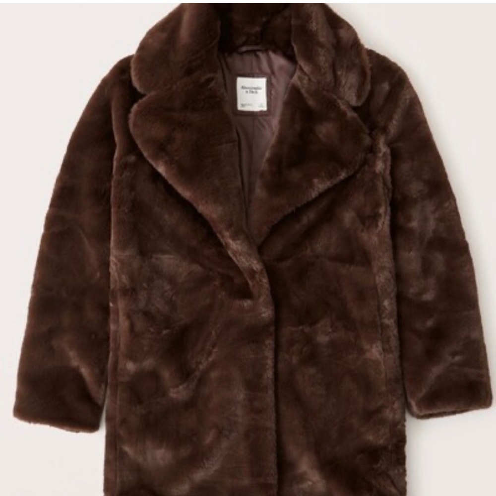 Abercrombie & fitch Brown Faux Fur Coat NWT